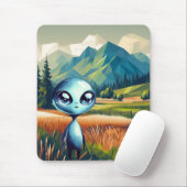 Shiny Blue Alien Mousepad Muismat (Met muis)