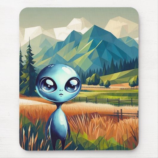 Shiny Blue Alien Mousepad Muismat (Voorkant)