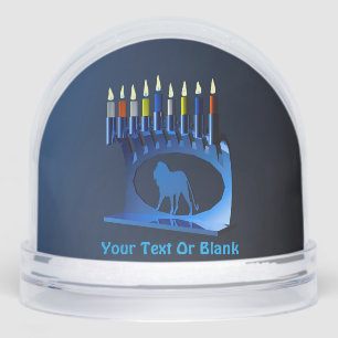 Shiny Blue Blue kkah Menorah Са - с - ч - тл - res Sneeuwbol