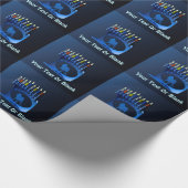 Shiny Blue Chanukkah Menorah Cadeaupapier (Hoek)