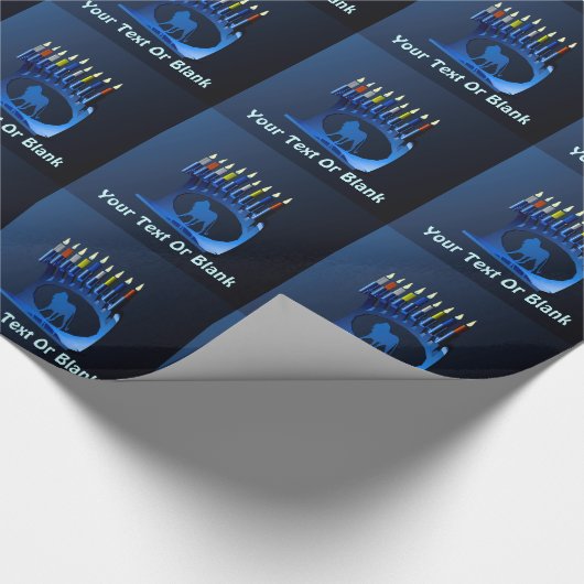Shiny Blue Chanukkah Menorah Cadeaupapier (Hoek)