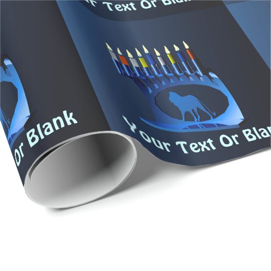 Shiny Blue Chanukkah Menorah Cadeaupapier (Rol Hoek)
