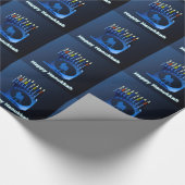 Shiny Blue Chanukkah Menorah Cadeaupapier (Hoek)