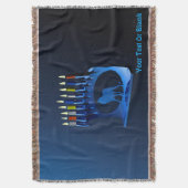 Shiny Blue Chanukkah Menorah Deken (Voorkant Verticaal)