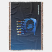 Shiny Blue Chanukkah Menorah Deken (Voorkant Verticaal)