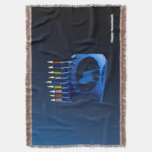 Shiny Blue Chanukkah Menorah Deken (Voorkant Verticaal)