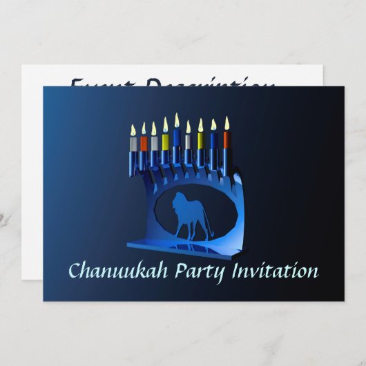 Shiny Blue Chanukkah Menorah Kaart (Voorkant / Achterkant)