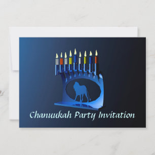 Shiny Blue Chanukkah Menorah Kaart
