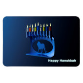 Shiny Blue Chanukkah Menorah Magneet (Horizontaal)