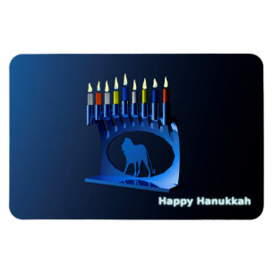 Shiny Blue Chanukkah Menorah Magneet