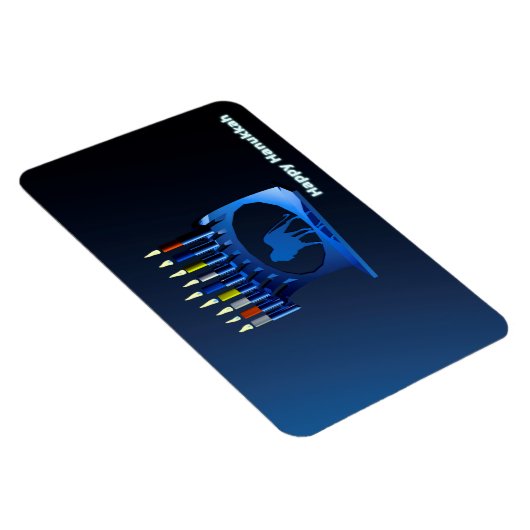 Shiny Blue Chanukkah Menorah Magneet (Rechterzijde)