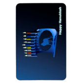 Shiny Blue Chanukkah Menorah Magneet (Verticaal)