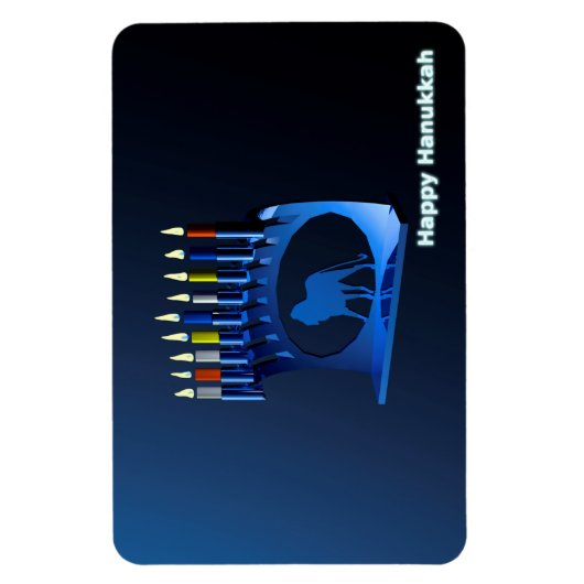 Shiny Blue Chanukkah Menorah Magneet (Verticaal)