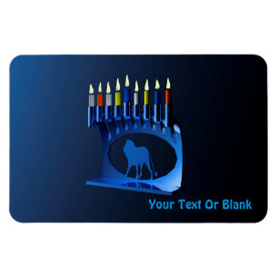 Shiny Blue Chanukkah Menorah Magneet
