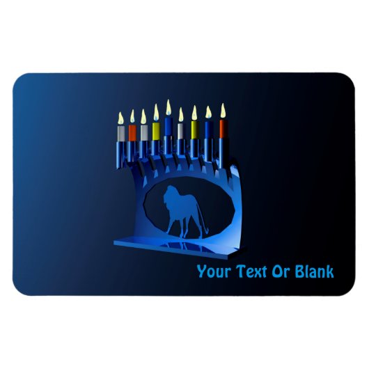 Shiny Blue Chanukkah Menorah Magneet (Horizontaal)