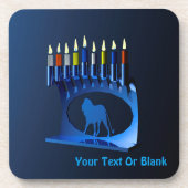 Shiny Blue Chanukkah Menorah Onderzetter (Voorkant)