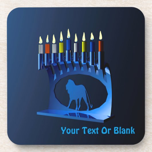 Shiny Blue Chanukkah Menorah Onderzetter (Voorkant)