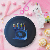 Shiny Blue Chanukkah Menorah Papieren Bordje (Feest)