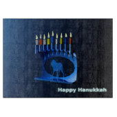 Shiny Blue Chanukkah Menorah Snijplank (Voorkant)