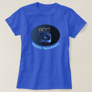 Shiny Blue Chanukkah Menorah T-shirt