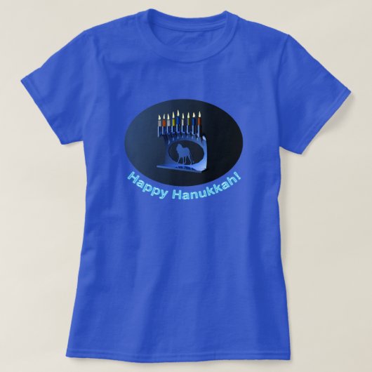 Shiny Blue Chanukkah Menorah T-shirt (Design voorkant)