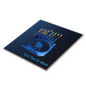 Shiny Blue Chanukkah Menorah Tegeltje (Zijkant)