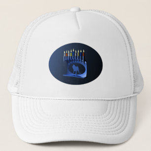 Shiny Blue Chanukkah Menorah Trucker Pet