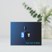 Shiny Blue Dreidel Briefkaart (Staand voorkant)