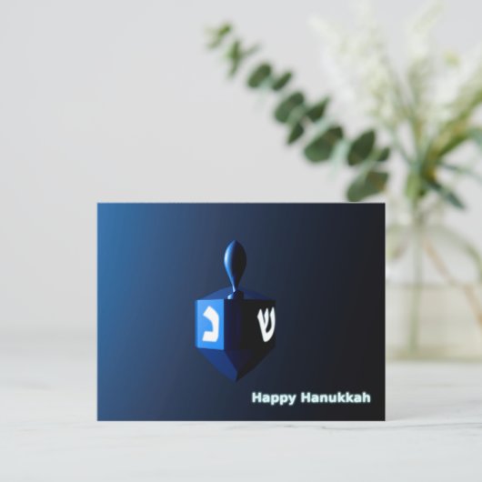 Shiny Blue Dreidel Briefkaart (Staand voorkant)