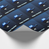 Shiny Blue Dreidel Cadeaupapier (Hoek)