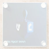 Shiny Blue Dreidel Glazen Onderzetter (Achterkant)