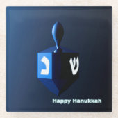 Shiny Blue Dreidel Glazen Onderzetter (Voorkant)