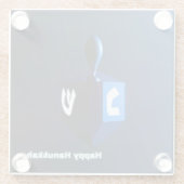 Shiny Blue Dreidel Glazen Onderzetter (Achterkant)