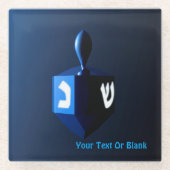 Shiny Blue Dreidel Glazen Onderzetter (Voorkant)