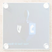 Shiny Blue Dreidel Glazen Onderzetter (Achterkant)