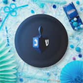Shiny Blue Dreidel Papieren Bordje (Feest)