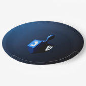 Shiny Blue Dreidel Papieren Bordje (Gekanteld)