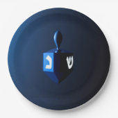 Shiny Blue Dreidel Papieren Bordje (Voorkant)