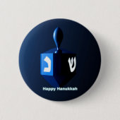 Shiny Blue Dreidel Ronde Button 5,7 Cm (Voorkant)