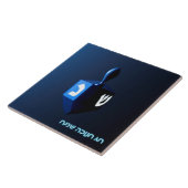 Shiny Blue Dreidel Tegeltje (Zijkant)