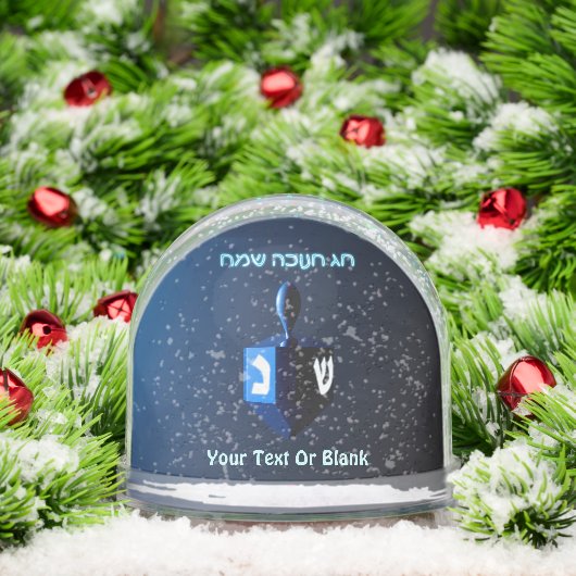 Shiny Blue Hanukkah Dreidel Sneeuwbol (Kerstmis)