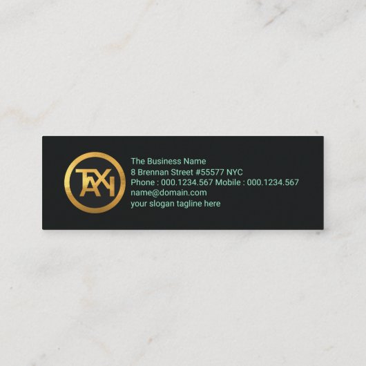 Shiny Blue Metal Signage Taxi Driver Mini Visitekaartje (Achterkant)