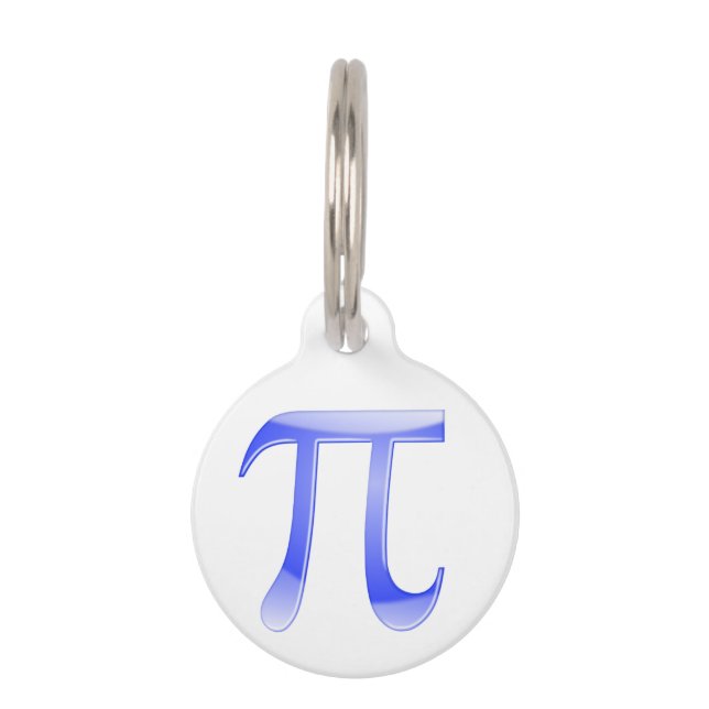Shiny Blue Pi-symbool Huisdierpenning (Voorkant)