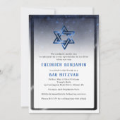 Shiny Blue Star van David Bar Mitzvah of Birthday Kaart (Voorkant)