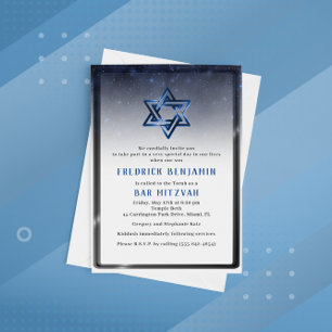 Shiny Blue Star van David Bar Mitzvah of Birthday Kaart