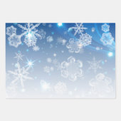 Shiny Blue Winter Wonderland Crystal Snowflakes Inpakpapier Vel (Voorkant 2)
