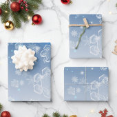 Shiny Blue Winter Wonderland Crystal Snowflakes Inpakpapier Vel