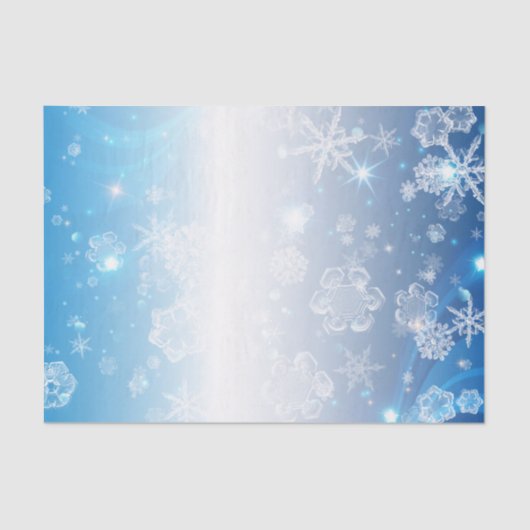Shiny Blue Winter Wonderland Crystal Snowflakes Tissuepapier (Voorkant)
