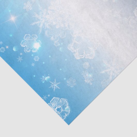 Shiny Blue Winter Wonderland Crystal Snowflakes Tissuepapier (Detail)