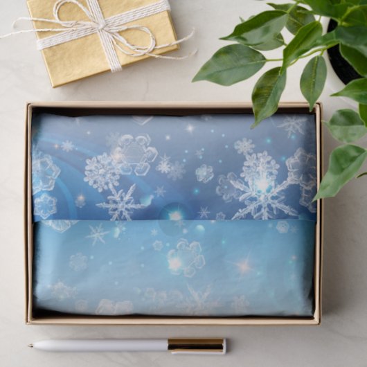 Shiny Blue Winter Wonderland Crystal Snowflakes Tissuepapier (Geschenk)